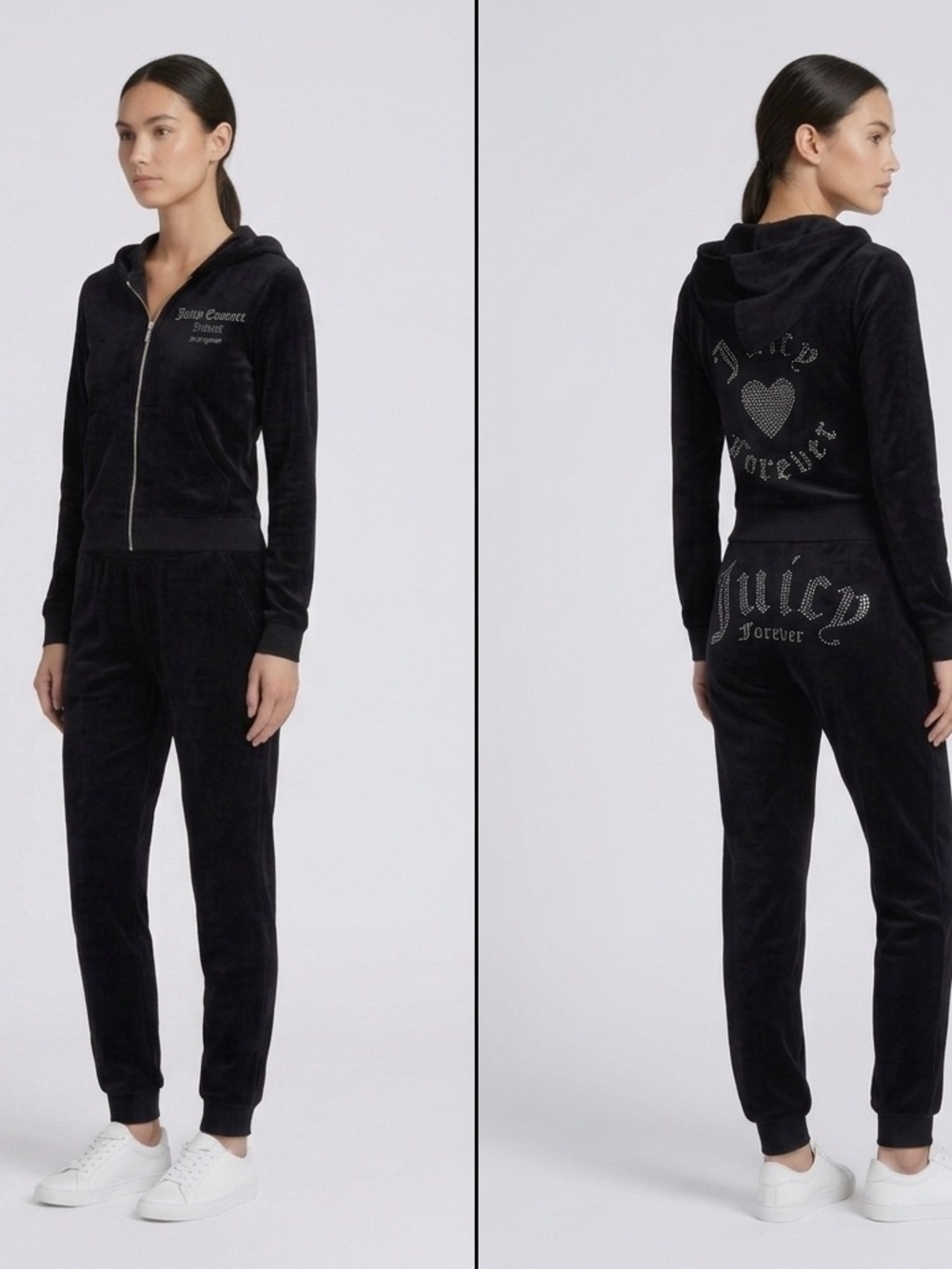 Juicy Couture x Forever 21 Black Velour Tracksuit Set Size S McBling Y2K Glam